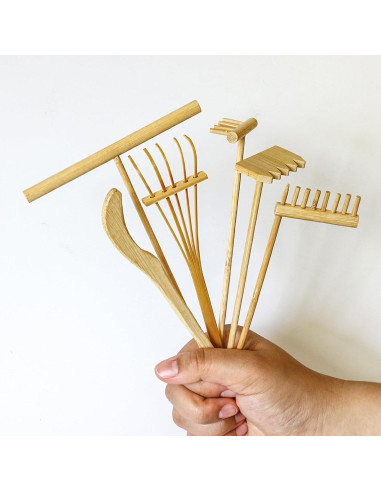 Juego de Rastrillos Zen de Bambú 6PCS - Herramientas de Jardín