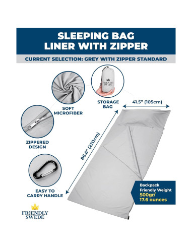 Saco de Dormir The Friendly Swede Microfibra Gris 105x220cm