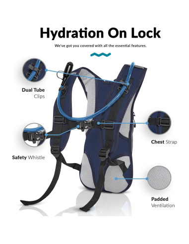 Mochila de Hidratación Water Buffalo 12L con Bolsa de 2L Azul