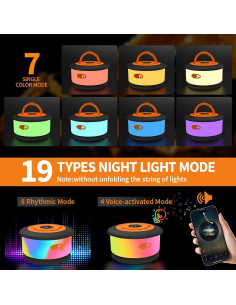 Luces de Camping TOHETO 3 en 1 RGB 10m Portátiles 2
