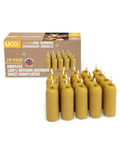 Velas de Cera de Abeja UCO - Paquete de 20 Velas 12 Horas