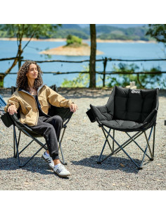 Silla de Camping Plegable Acolchada Portal Negra 150 kg 2
