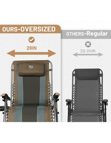 Silla de Patio Reclinable Timber Ridge XL Marrón 158.76 kg Silla de Patio Reclinable Timber Ridge XL Marrón 158.76 kg