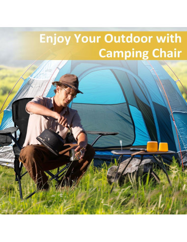 Silla de Camping Plegable VOYSIGN Negra con Portavasos 102kg