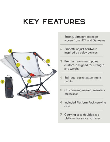 Silla de senderismo reclinable NEMO Moonlite Elite - Gris