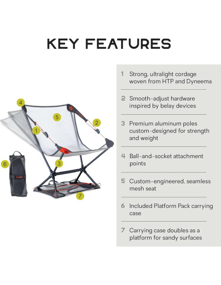 Silla de senderismo reclinable NEMO Moonlite Elite - Gris