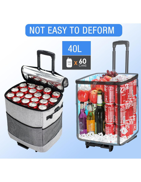 Enfriador Rodante Suave ZHJINGYU 40L Plegable con Ruedas