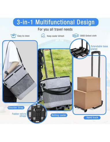 Enfriador Rodante Suave ZHJINGYU 40L Plegable con Ruedas