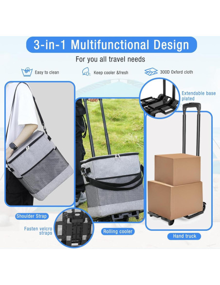 Enfriador Rodante Suave ZHJINGYU 40L Plegable con Ruedas