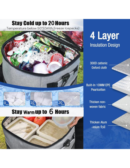 Enfriador Rodante Suave ZHJINGYU 40L Plegable con Ruedas