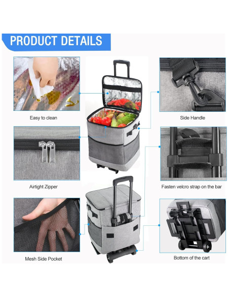 Enfriador Rodante Suave ZHJINGYU 40L Plegable con Ruedas