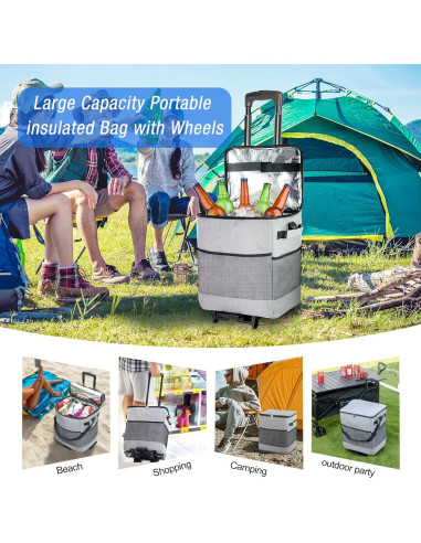 Enfriador Rodante Suave ZHJINGYU 40L Plegable con Ruedas