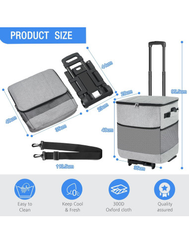 Enfriador Rodante Suave ZHJINGYU 40L Plegable con Ruedas