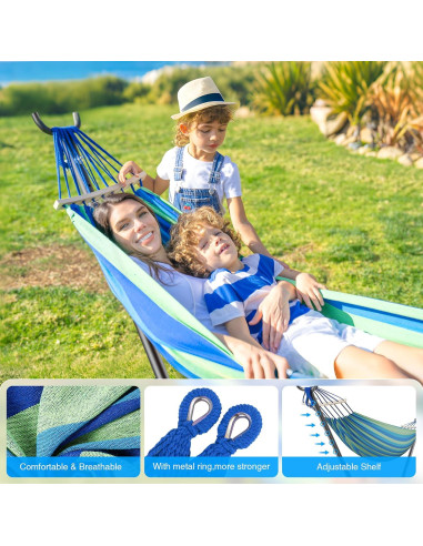 Hamaca Doble ANAGOO Portátil 227 kg Azul Ancho para 2 Personas