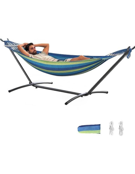 Hamaca Doble ANAGOO Portátil 227 kg Azul Ancho para 2 Personas Hamaca Doble ANAGOO Portátil 227 kg Azul Ancho para 2 Personas