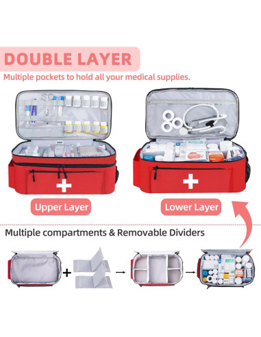 Bolsa de Primeros Auxilios Vacía Grande ALSLEA 40.6x24.1x17.8 cm Rojo