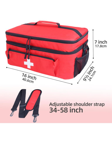 Bolsa de Primeros Auxilios Vacía Grande ALSLEA 40.6x24.1x17.8 cm Rojo