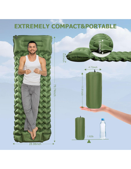 Colchoneta Inflable Ultraligera Toncoke TCISPGN018 con Almohada