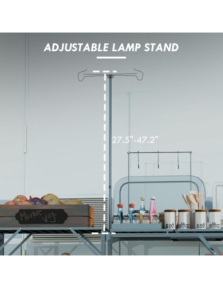 Mesa de Cocina Plegable Genérico para Camping con Estantes y Soporte de Luz Mesa de Cocina Plegable Genérico para Camping con Estantes y Soporte de Luz