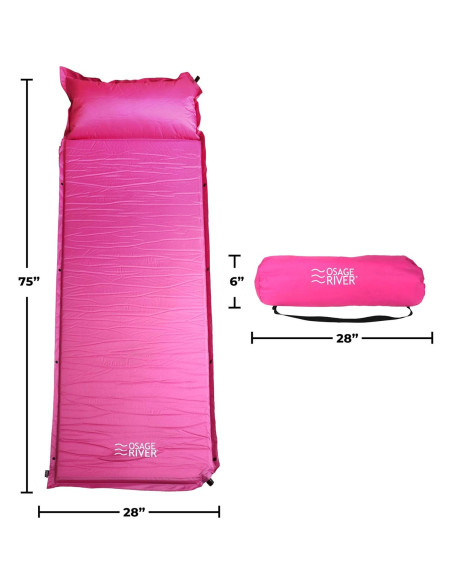 Colchón Autoinflable OSAGE RIVER con Almohada Integrada 190x71 cm