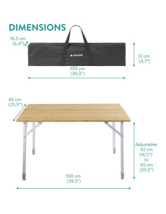 Mesa de Camping Plegable Navaris de Bambú 80x65 cm 2