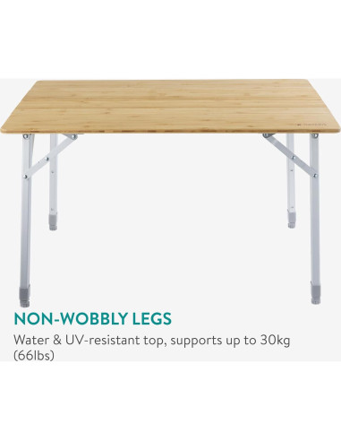 Mesa de Camping Plegable Navaris de Bambú 80x65 cm