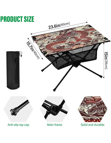 Mesa de Camping Plegable Msyxl 60x40cm, Ligera y Compacta