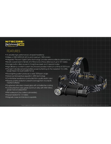 Linterna Frontal Nitecore HC33 1800 Lúmenes CREE XHP35 IP68