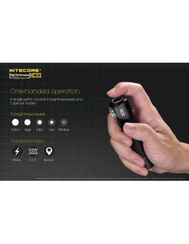 Linterna Frontal Nitecore HC33 1800 Lúmenes CREE XHP35 IP68