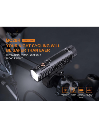 Fenix BC26R Luz de Bicicleta Recargable 1600 Lúmenes IP68