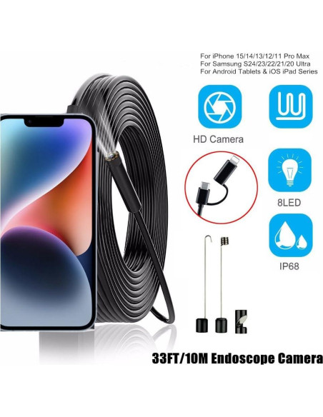 Cámara Endoscópica 2 en 1 Lukzaten 5M para iPhone y Android