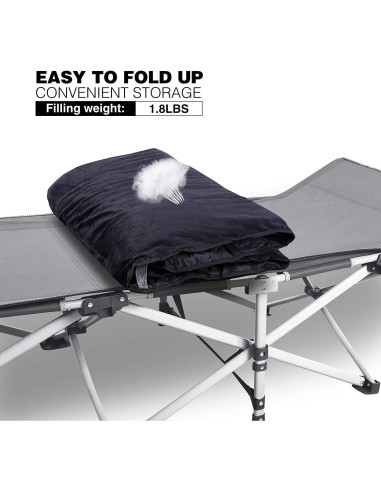 Almohadilla Plegable REDCAMP 190x76cm Terciopelo Negro 3.8cm