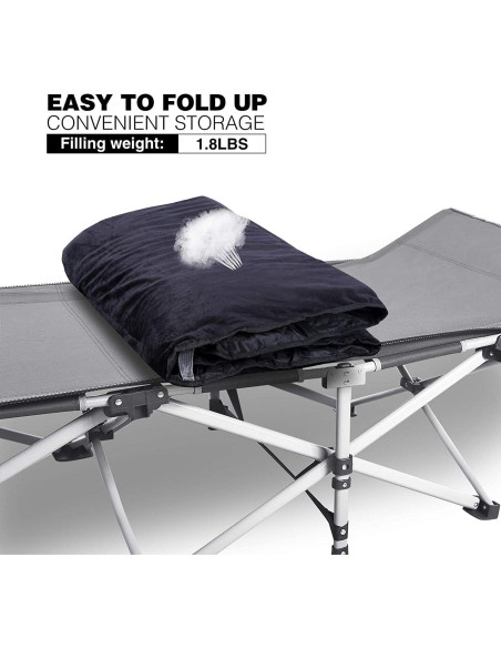 Almohadilla Plegable REDCAMP 190x76cm Terciopelo Negro 3.8cm