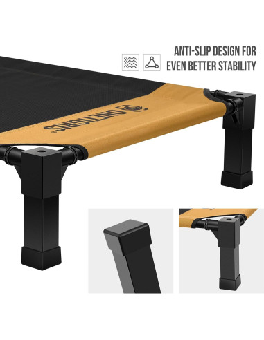 Cama Elevada para Perros OneTigris Pequeña Marrón con Malla Transpirable