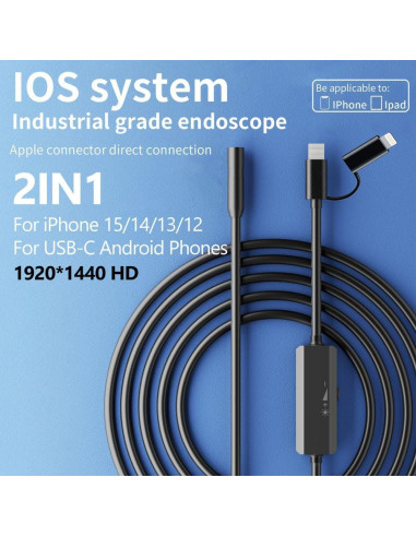Cámara Endoscópica 2 en 1 Lukzaten 5M para iPhone y Android