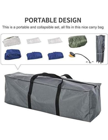 Cama de Camping Plegable Outsunny para 2 Personas con Saco de Dormir