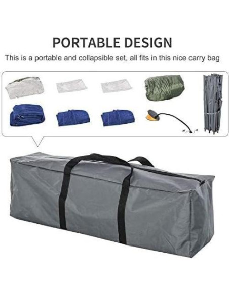 Cama de Camping Plegable Outsunny para 2 Personas con Saco de Dormir