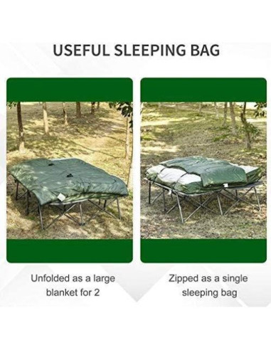 Cama de Camping Plegable Outsunny para 2 Personas con Saco de Dormir