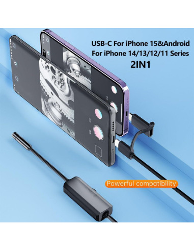 Cámara Endoscópica 2 en 1 Lukzaten 5M para iPhone y Android