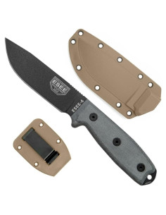 Cuchillo ESEE-4 Punta Drop Acero 1095 Funda Marrón Coyote