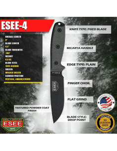 Cuchillo ESEE-4 Punta Drop Acero 1095 Funda Marrón Coyote 2