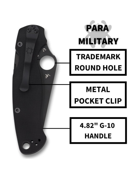 Cuchillo Plegable Spyderco Para Military 2 20.93 cm G-10 Negro