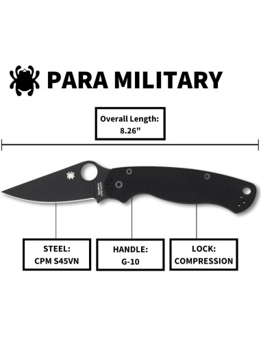 Cuchillo Plegable Spyderco Para Military 2 20.93 cm G-10 Negro