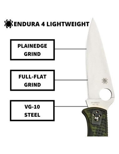 Cuchillo Plegable Spyderco Endura 4 Verde Zome 9.53 cm VG-10