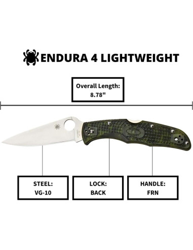 Cuchillo Plegable Spyderco Endura 4 Verde Zome 9.53 cm VG-10