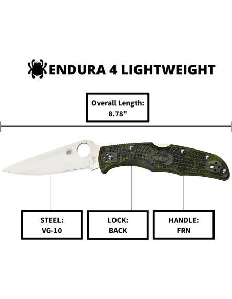 Cuchillo Plegable Spyderco Endura 4 Verde Zome 9.53 cm VG-10