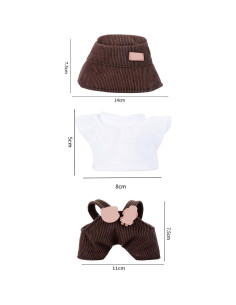 Ropa de Muñeca Labubu Hecha a Mano 3 Piezas Marrón 17cm 2