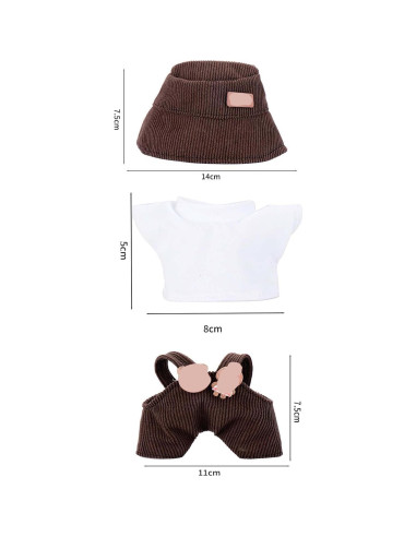 Ropa de Muñeca Labubu Hecha a Mano 3 Piezas Marrón 17cm
