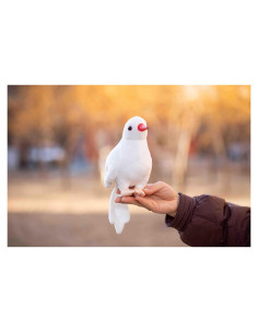 TAMMYFLYFLY Gorrión de Peluche Realista 21 cm Blanco