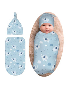 Manta de Envoltura para Bebé Sozzjile Elefante 90x90 cm